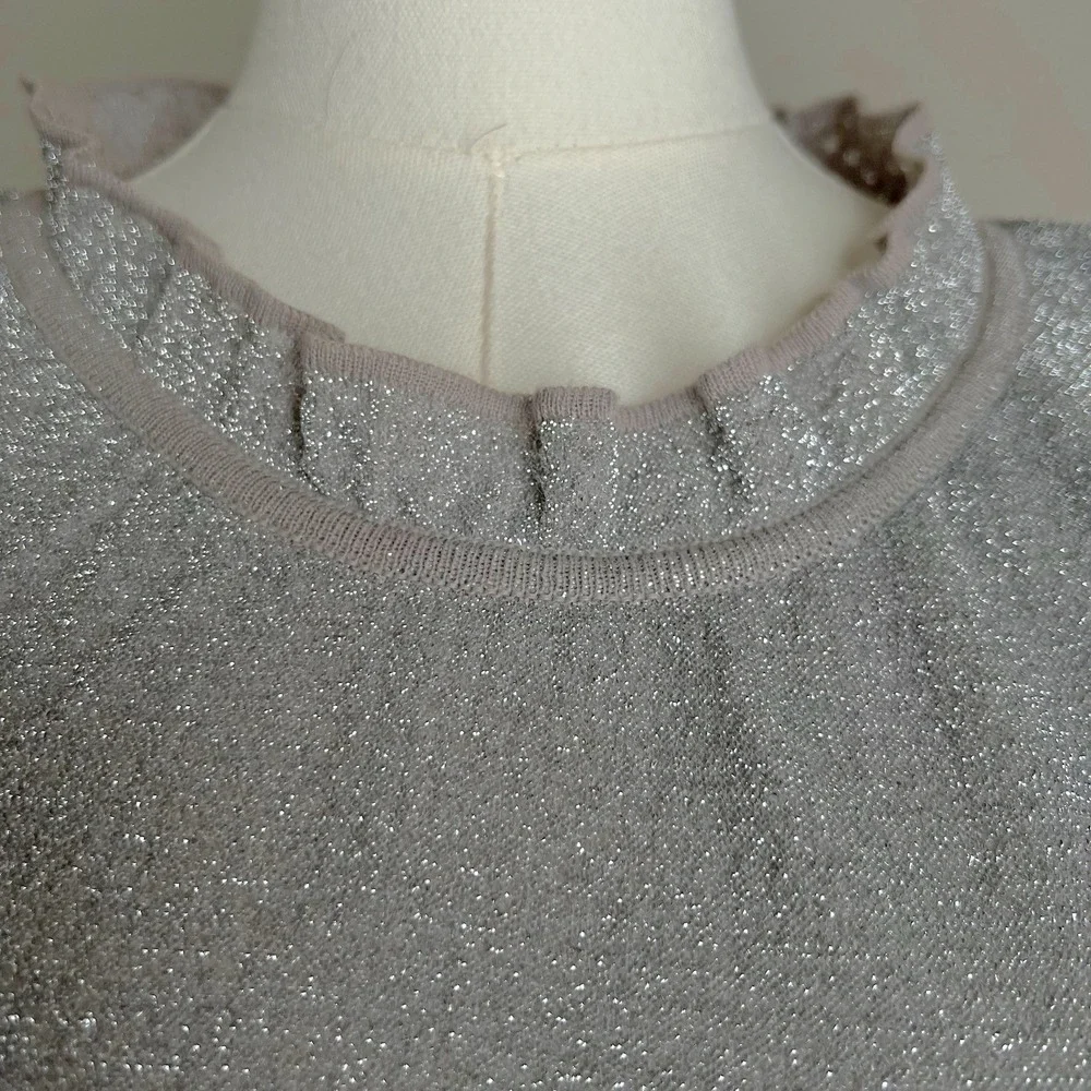Tory Burch - Isabelle Silver Metallic Cocktail Dress Size L